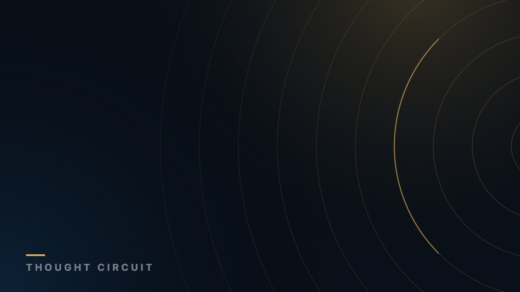 Thought Circuit dark navy and gold abstract graphic