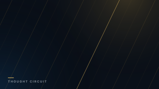 Thought Circuit dark navy and gold abstract graphic