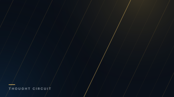 Thought Circuit dark navy and gold abstract graphic
