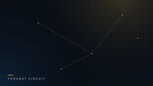 Thought Circuit dark navy and gold abstract graphic