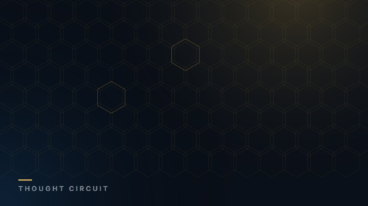 Thought Circuit dark navy and gold abstract graphic