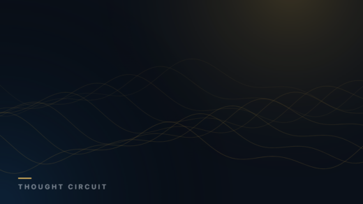 Thought Circuit dark navy and gold abstract graphic