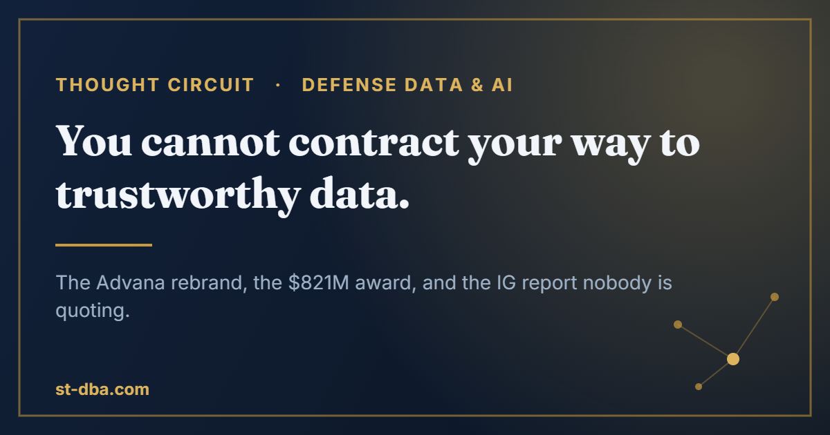 Thought Circuit: you cannot contract your way to trustworthy data. The Advana rebrand, the $821M award, and the IG report.
